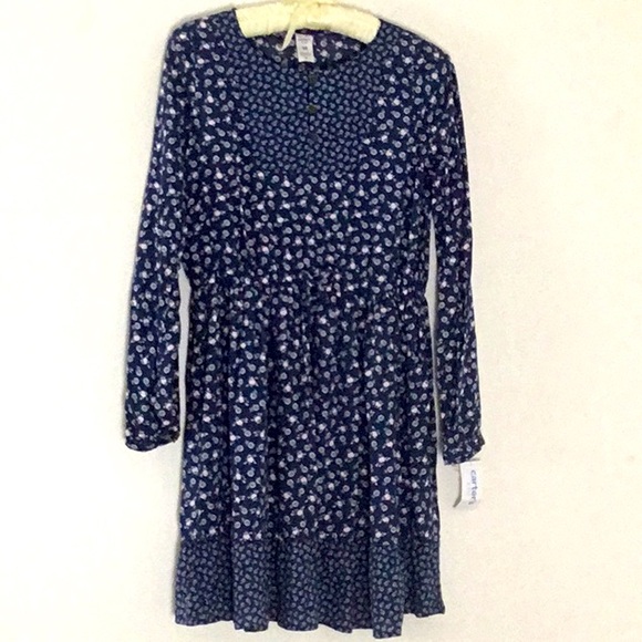 Carters Girl’s Cottage Core Blue Floral Long Sleeve Dress. Country, School Party - Picture 1 of 6